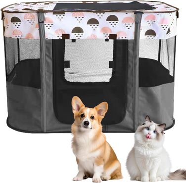 Клітка-забіг для цуценят, сіра. Розміру L. Розкладний забіг для тварин, огорожа для цуценят, портативна клітка для кошенят, цуценят, кроликів