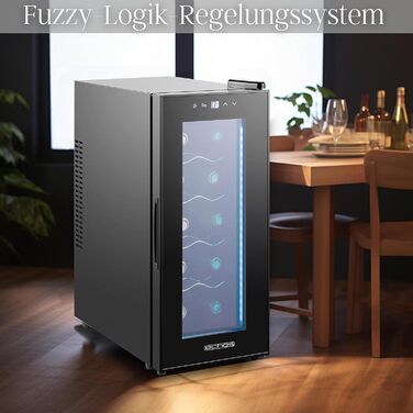 Echos 10-Bottle Wine Cooler Refrigerator - 28 Liter Capacity with LED Lighting - Mini Wine Refrigerator & Minibar with Glass Door