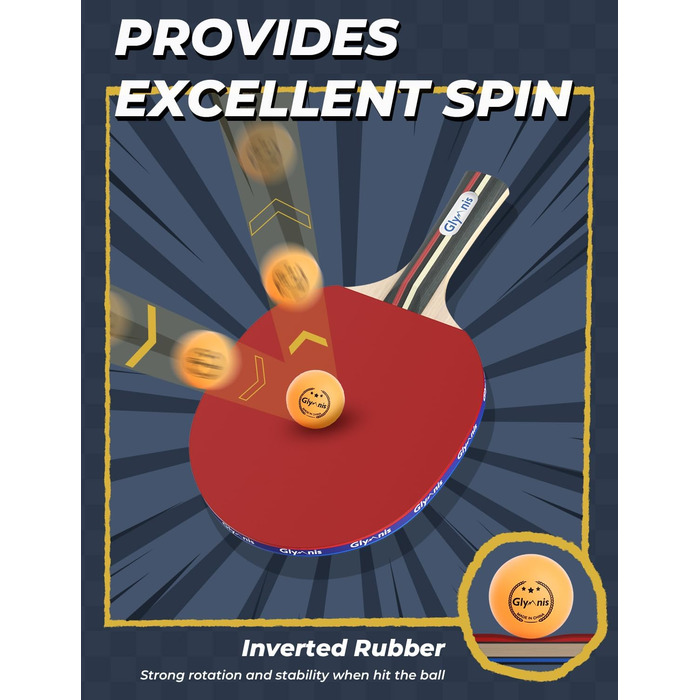 Набір для пінг-понгу Glymnis: портативний, з мережею, ракетками та м'ячами (3 зірки)