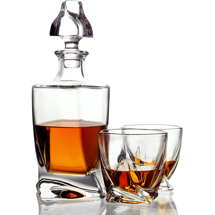 Belle Vous 800 ml Glass Whiskey Decanter & Whiskey Glasses Set - Whiskey Decanter with Glass Stopper - Whiskey Gifts for Men, Ideal as Wine, Brandy, Bourbon & Whiskey Accessories