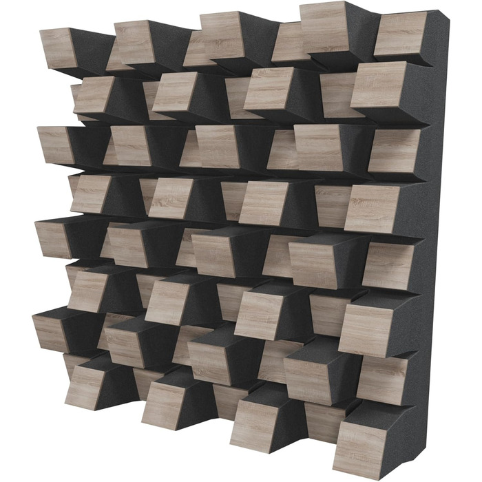 Набір акустичних диффузорів 2D для звукоізоляції та поглинання шуму, 50 x 50 см, колір Sonoma SIRIUS (150мм), 2 шт.