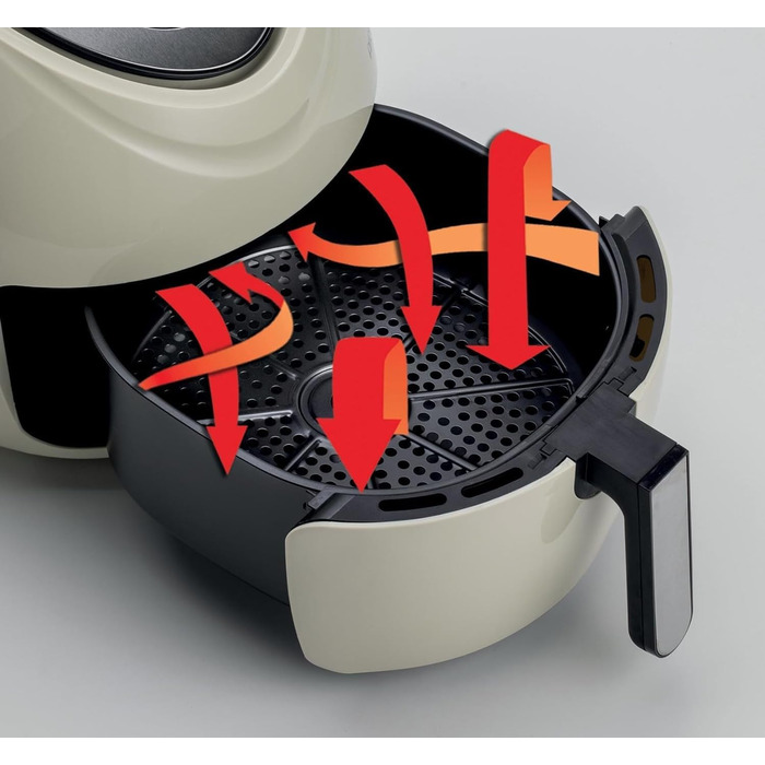 Ariete Air Fryer XXL 4618, Hot Air Fryer 7 Liter, 60-Minute Timer, LCD and Touchscreen with 7 Cooking Levels, Maximum Temperature 200° C, Capacity 2.5Kg, 1800W, Beige