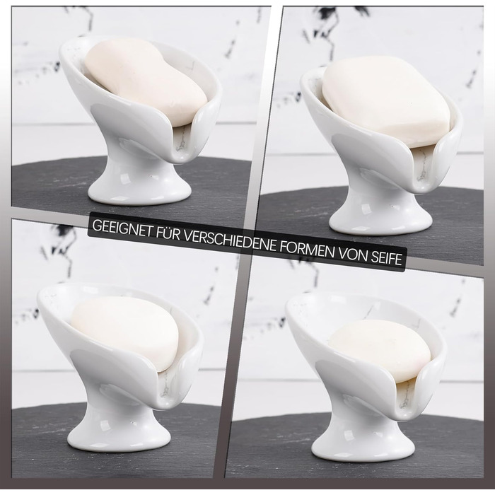 Керамічна мильниця Umlaca, мильниця для душу, підставка для мила, самозливна, листяна форма, вінтаж, для кухні, ванної кімнати, душа, білий мармур, сірий мармур