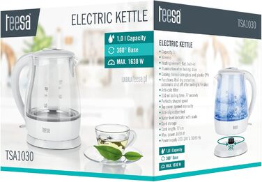 Бездротовий електричний чайник TEESA 1L, TSA1030B, білий