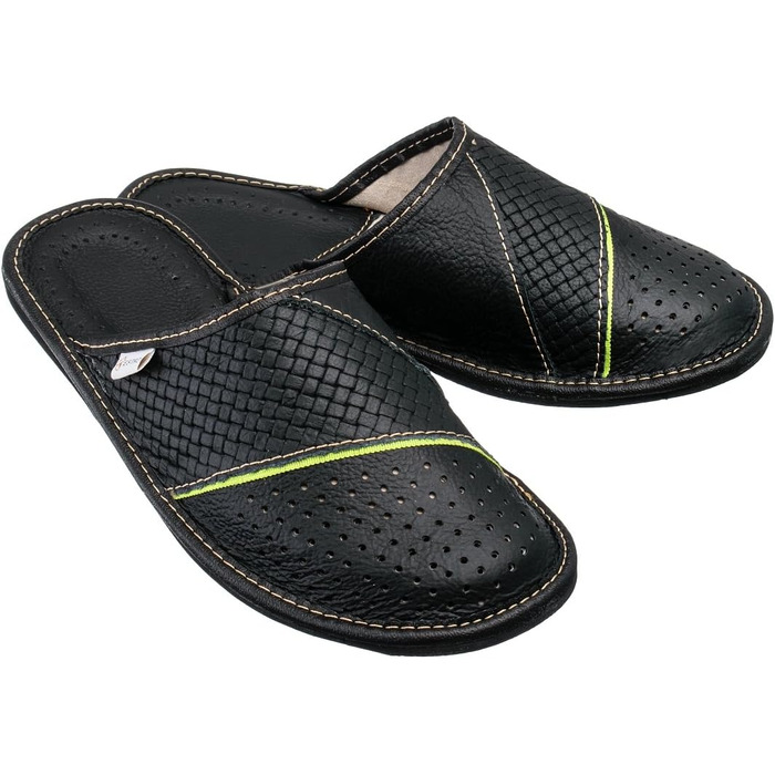 Чоловічі халати-домашні капці ESTRO M44, шкіряні, чорні, 44 EU