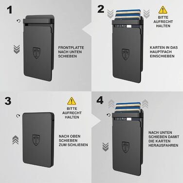 TRAVANDO SLYDE: Тонке шкіряне картхолдер з RFID захистом для чоловіків - 6 карт, картхолдер-портмоне (Чорний)