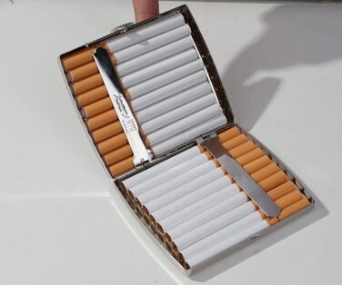 Металеве тютюнотримач для 20 сигарет з гравіюванням та дизайном для чоловіків та жінок, срібляний