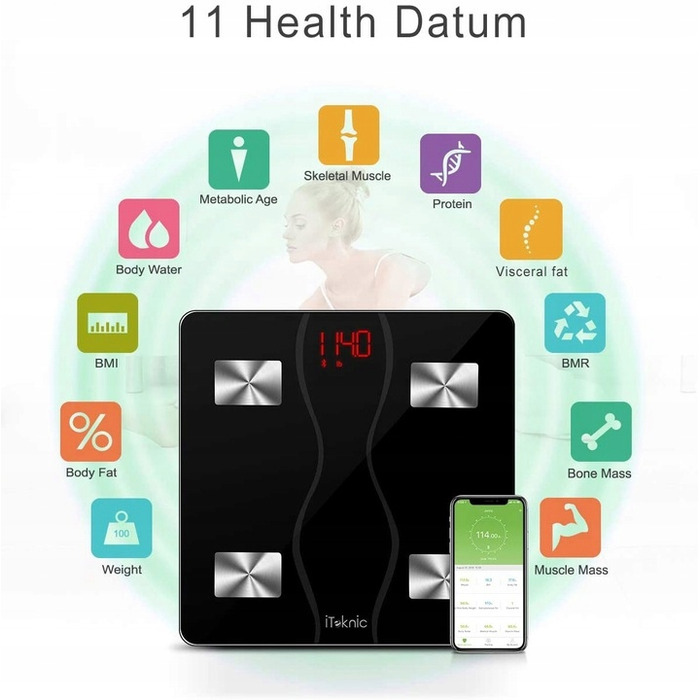 Аналітичні ваги для ванної з Bluetooth та мобільним додатком