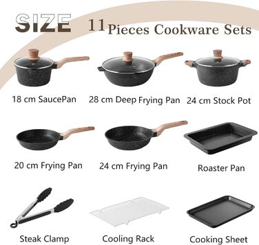 Набір посуду RIOVARM з індукційним дном: каструлі, сковороди та аксесуари. Керамічне антипригарне покриття, комплект для кухні