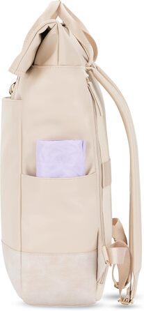 Жіночий рюкзак Expatrié Adele - Rolltop для університету, роботи, велосипеда. Елегантний, великий, водонепроникний (Бежевий)