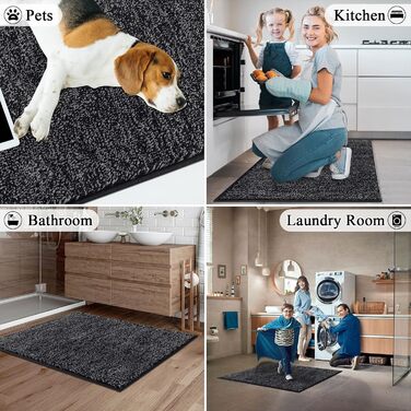 Килимок для дому та ванної кімнати SHACOS, 80 x 120 см, чорно-сірий, з антиковзаючою поверхнею