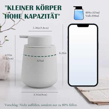 Дозатор для рідкого мила BosilunLife 350 мл, наповнюваний, великий насос, стильний, неслизький, BPA-free, для кухні та ванної кімнати