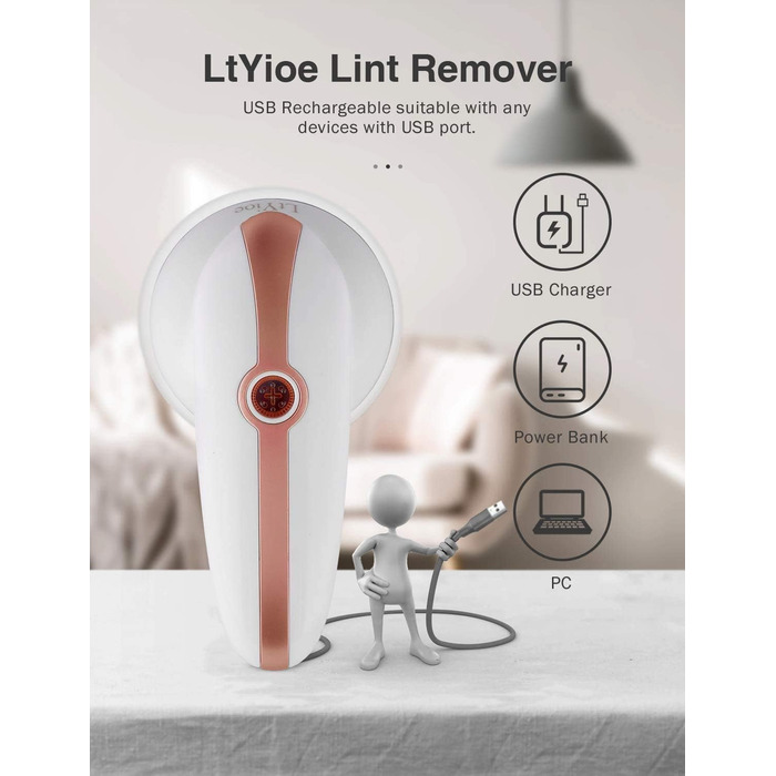 Електричний видальник для одягу Fusselschneider з кабелем, подвійним захистом, безпечним замиканням та щіткою для чищення різних тканин (Рожевий)