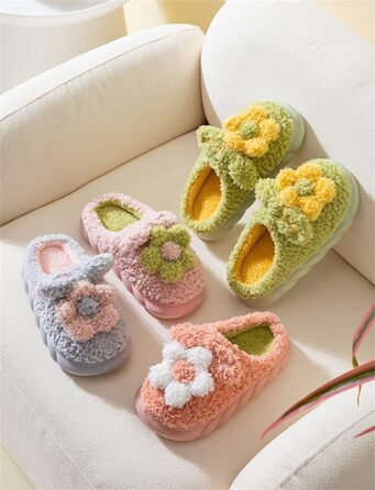 Жіночі та чоловічі халапи STAR FIRE з плюшу, з квітковим декором, антиковзаючі, теплі зимові халапи для дому, бавовна, розмір 40/41 EU, червона шкіра