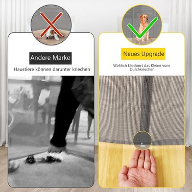 Захисний бар'єр для дітей, котів та собак: розтяжний захист для сходів та дверей (300 см, сірий)
