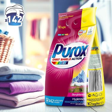 Пральний порошок для кольорових речей PUROX Color, 10 кг, 142 прання, у м'якій упаковці