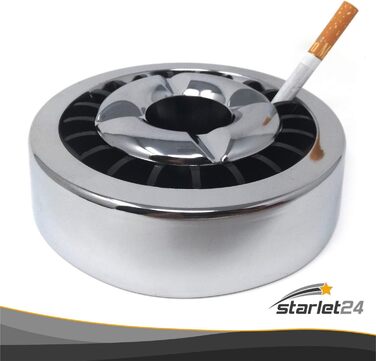 Starlet24 Glutton Ashtray for Outdoors, Windproof Ashtray Metal Ascher Ashtray Stable Round Flat (5x Silver)