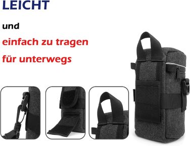 Чохол для об'єктива камери, чорний, з парусини, XL (10.5 x 18.5 см)