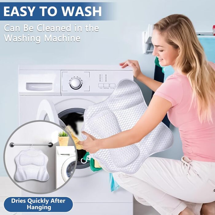 Підголовник для ванни MOYKSRR з 6 присосками та дихаючою сіткою 4D Air Mesh, для комфортного відпочинку у ванні