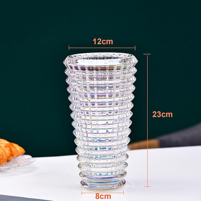 Ваза скляна 23см Kristallglas, циліндрична, прозора для квітів та декору, велика, для дому, подарунок