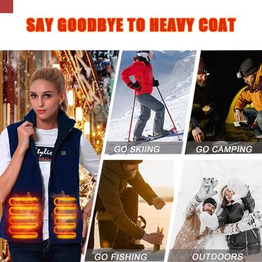 Електрична гріюча жилетка для чоловіків TOUVE, 5 зон обігріву, регулювання температури, флісова куртка (без Powerbank), колір: синій (M, 2025)