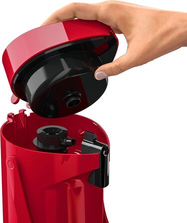 Emsa 515708 Ponza Pump Thermos, Insulated Carafe, Thermos Flask, 1.9L Capacity, Insulated Mug, Pressure Lever, Detachable Drip Tray, Red, 17 x 16.5 x 39 cm