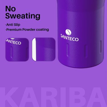 Термокружка SANTECO з нержавіючої сталі 18/8, подвійні стінки, 350 мл, темно-зелений колір, з кришкою, не містить BPA, зберігає тепло до 6 годин, не протікає