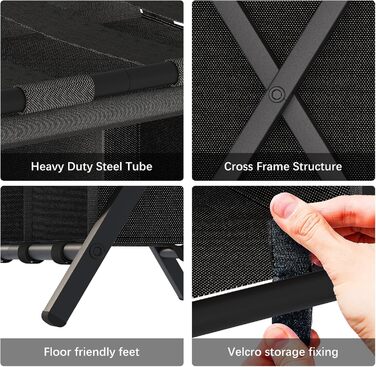ABOXOO 2-Pack Luggage Rack with Storage, Guest Room, Folding, Holds up to 54.4 kg, Space-Saving Suitcase Rack for Guest Rooms, Bedrooms, Hotels, Black