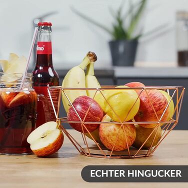 Металева фруктова ваза Chefarone - декоративний вінтажний кошик для фруктів (26x26x12 см, коричневий)