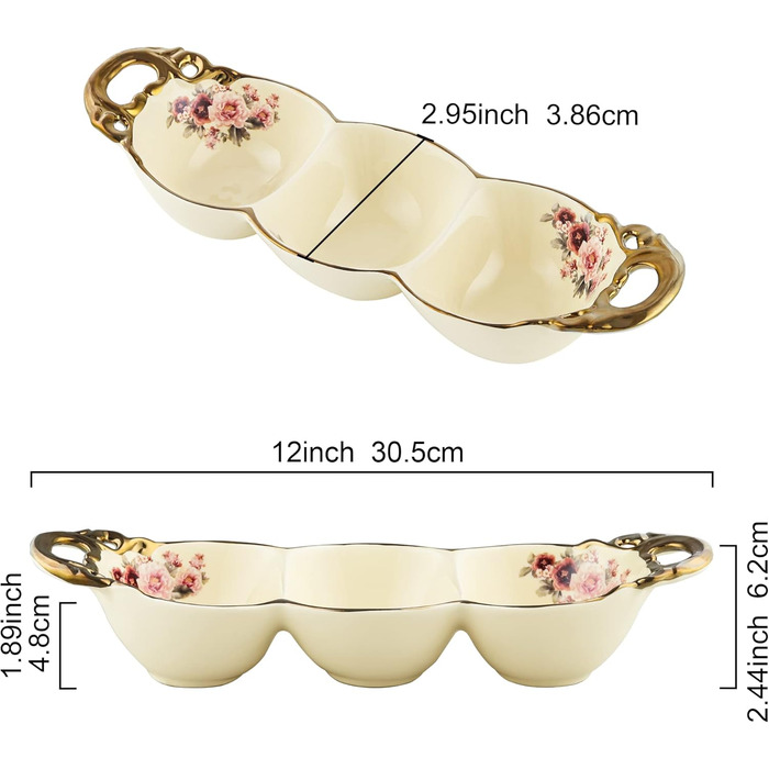 Золота етажерка Fanquare з 2 ярусами з кераміки, підставка для тортів, фруктів та капкейків