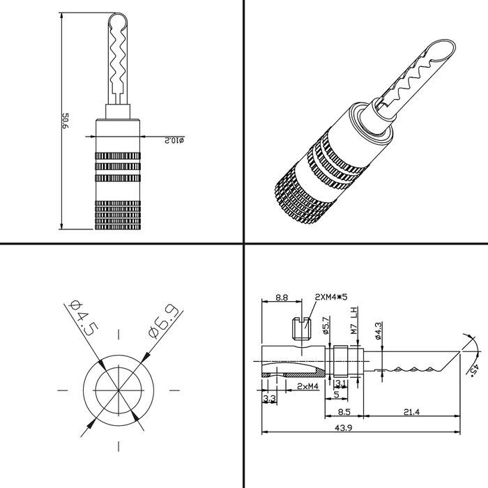 Комплект поглибних бананових роз'ємів POPPSTAR (24 шт.), до 6мм², 24K золоте покриття, червоні та чорні (12+12)