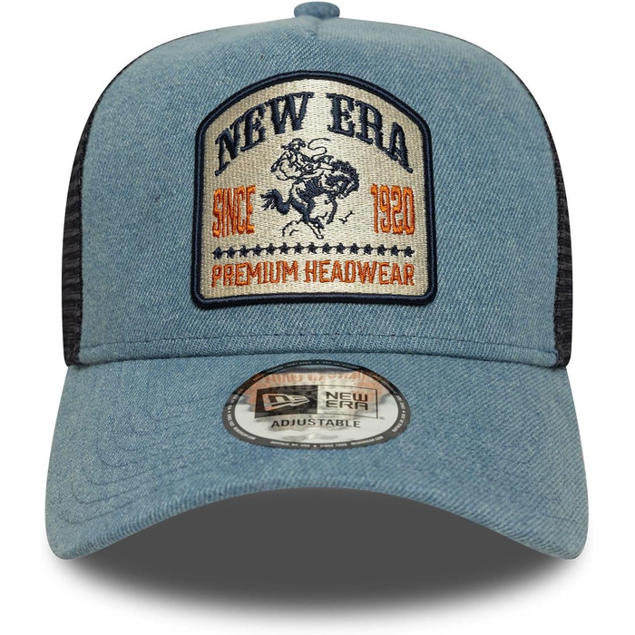 Кепка бейсболка New Era A-Frame Trucker Olive/White - регульована, з нашивкою, преміум-якість