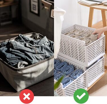 RMAN 4-Piece Closet Organizer Stackable Foldable Closet Organizer for Drawers, Closet Organizer, Storage Boxes, Kitchen, Bathroom (Beige)