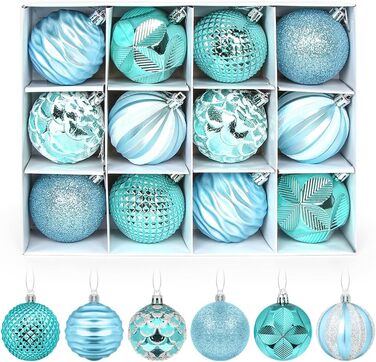 Сині новорічні кулі для ялинки, пластикові, 6 см, набір 12 шт.