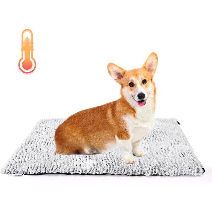 Self-Heating Blanket for Dogs & Cats, Pet Heating Mat Winter, Washable Heating Blanket for Dogs, Self-Warming Dog Mat Fluffy Warm, Thermal Blanket for Dogs Non-Slip, Grey, 115x70cm (L 70 x W 50 x H 2 cm)
