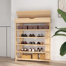 5-Tier Shoe Rack Shoe Cabinet Wood, 75 x 30 x 94.5 cm Shoe Storage Shoe Stand for Living Room, Entrance Hall, Hallway, (White Maple)