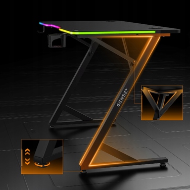 Ігровий комп'ютерний стіл Sense7 Volt з RGB LED підсвіткою, 140x70 см