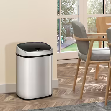 HOMCOM 48L Trash Can with Infrared Sensor, Hygienic, Stainless Steel in Silver, L40.5 x W29.5 x H68 cm for Effortless Disposal