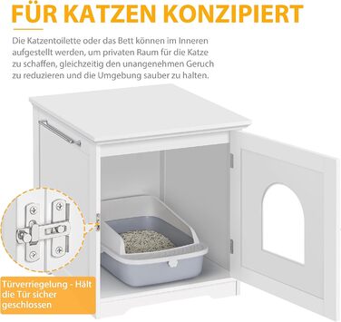 Yaheetech Cat House Cat Cave White Enclosed Cat Toilet with Entrance & Towel Holder Cat Litter Box Cabinet for Cats Dogs Pet 48.5 x 51 x 51.5 cm, White