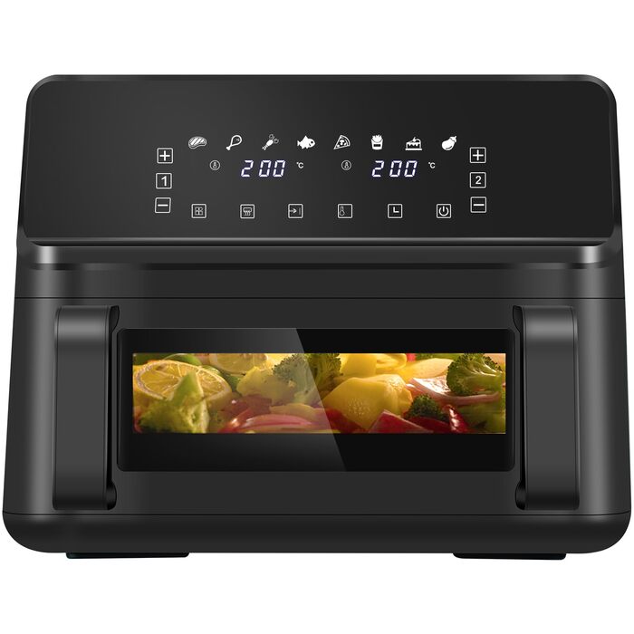 Фритюрниця повітряна LLIVEKIT з 2 камерами та вікном, 4.5л+4.5л, 9-в-1, XXL, без олії, з сенсорним екраном, таймером