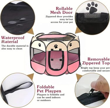 Летворешітка для цуценят та котів, вольєр для тварин у квартиру, 114x114x58 см (рожевий)