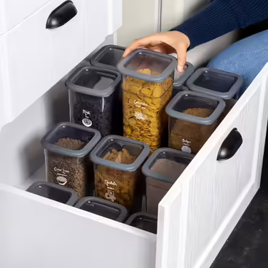 Airtight Food Storage Containers with Lids, Set of 12, 0.74 L Storage Containers, Kitchen Organizer Boxes, BPA Free, Kitchen Storage & Organization for Cornflakes, Flour, Cereal