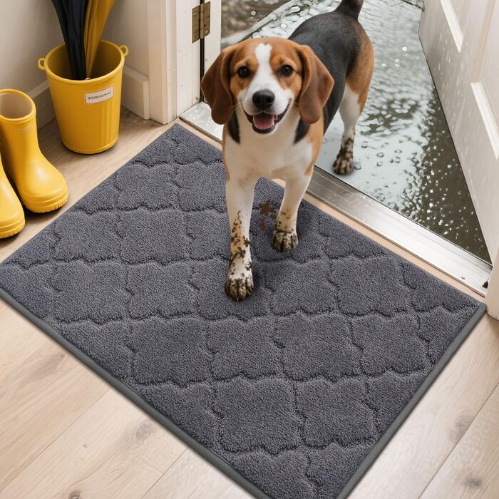 Килимок придверний COSY HOMEER 50x80 см сірий, антиковзний, вологостійкий, для кухні, коридору, тераси - машинне прання