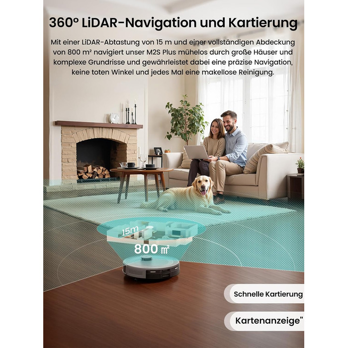 Робот-пилосос LEFANT M1: Мапірування, вологе прибирання, No-Go зони, 5500Pa, керування через додаток/Alexa, білий