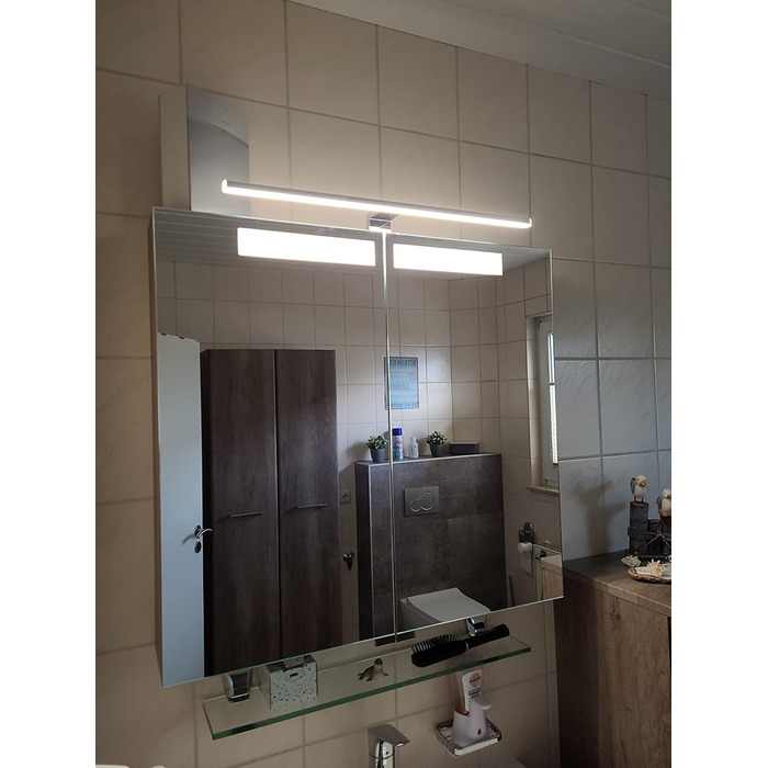 Azhien LED Mirror Light Bathroom 10W 820LM 60cm Neutral White 4000K, Slim 14mm Width 3in1 Mounting IP44 230V Wall Light Mirror Lamp 600mm, No Flickering Bathroom Cabinet Mirror Lights