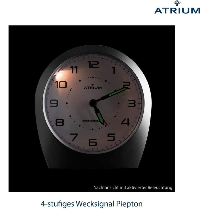 Atrium Silent Analog Clock Quartz No Ticking Classic Design Matte Black A620-7
