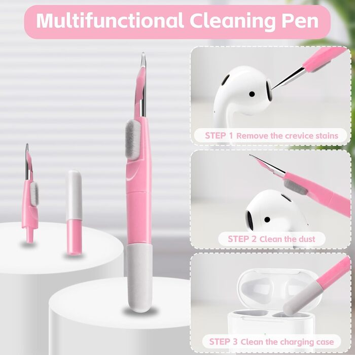 Набір для чищення клавіатури Alyvisun 11 в 1: для ноутбука, навушників, планшета, телефону, комп'ютера (рожевий)