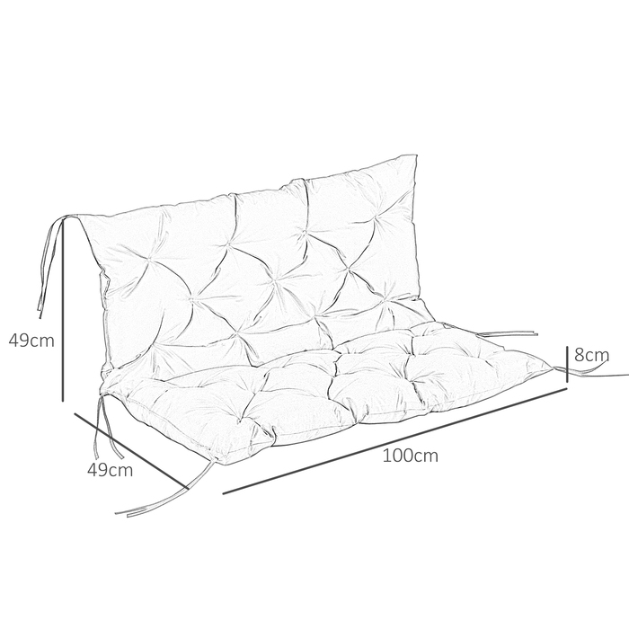 Набір подушок для лавки Outsunny на 3 особи, 100x98x8 см, з зав'язками, подушка для сидіння, крісло для вулиці/в приміщенні, подушка для сидіння, подушка для лавки для садового меблів, лаунж-крісло-гойдалка, чорного кольору | Aosom