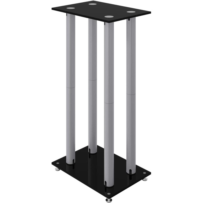 Підставка для колонок vidaXL (2 шт.), чорний та срібний, з 4 колонами, з антиковзними ніжками