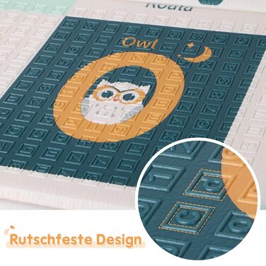 Дитячий килимок для повзання Dripex 150x180x1.5 см, двосторонній, водонепроникний, BPA-free, портативний, для малюків з народження